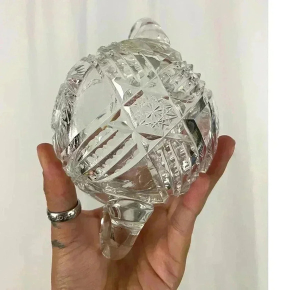 VTG American Brilliant Crystal Sugar Bowl Clear Cut Glass HEAVY Sawtooth - Picture 16 of 16